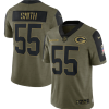 Men's Green Bay Packers #55 Za'Darius Smith 2021 Olive Salute To Service Limited Stitched Jersey - Custom Name