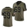 Men's Green Bay Packers #69 David Bakhtiari 2021 Olive Salute To Service Limited Stitched Jersey - Custom Name