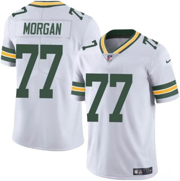 Men's Green Bay Packers #77 Jordan Morgan White 2024 Draft Vapor Limited Stitched Football Jersey - Custom Name