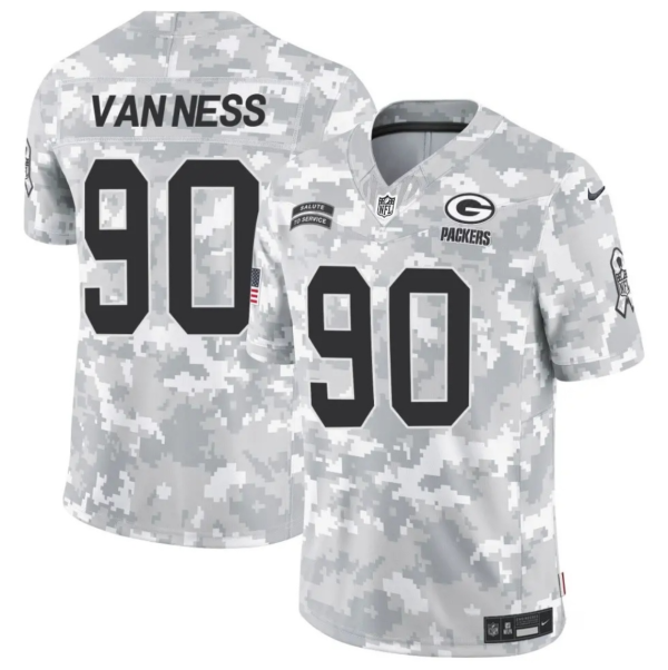 Men's Green Bay Packers #90 Lukas Van Ness 2024 F.U.S.E Arctic Camo Salute to Service Limited Stitched Football Jersey - Custom Name