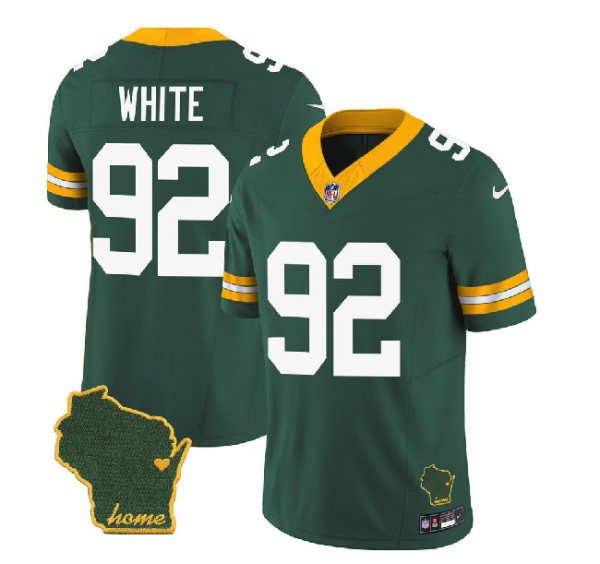 Men's Green Bay Packers #92 Reggie White Green Home Patch Vapor Untouchable Limited Stitched Jersey - Custom Name