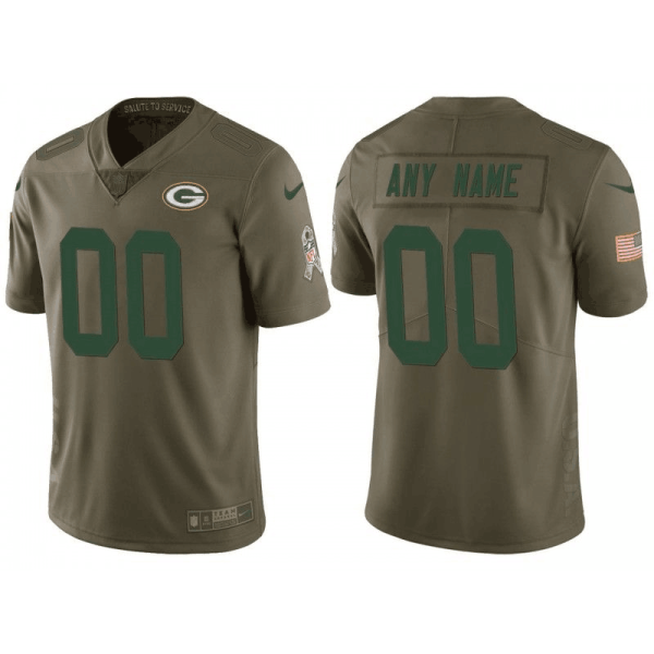 Men's Green Bay Packers ACTIVE PLAYER Custom 2017 Olive Salute To Service Limited Stitched Jersey - Custom Name
