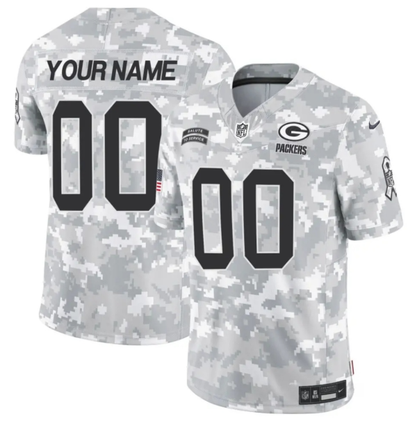 Men's Green Bay Packers Active Player Custom 2024 F.U.S.E Arctic Camo Salute to Service Limited Stitched Football Jersey - Custom Name