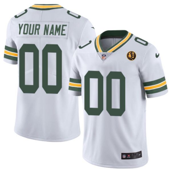 Men's Green Bay Packers Active Player Custom White With John Madden Patch Vapor Limited Stitched Football Jersey - Custom Name