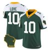 Men's Green Bay Packers V10 Jordan Love Green White 2023 F.U.S.E. Home Patch Vapor Untouchable Limited Stitched Jersey - Custom Name