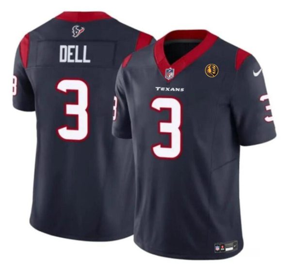 Men's Houston Texans #3 Tank Dell Navy 2023 F.U.S.E. With John Madden Patch Vapor Limited Stitched Football Jersey  - Custom Name
