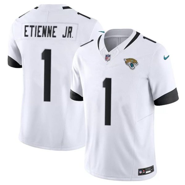 Men's Jacksonville Jaguars #1 Travis Etienne Jr. White 2023 F.U.S.E Vapor Untouchable Limited Stitched Jersey - Custom Name
