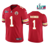 Men’s Kansas City Chiefs #1 Jerick McKinnon Red Super Bowl LVII Patch Vapor Untouchable Limited Stitched Jersey - Custom Name