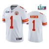 Men’s Kansas City Chiefs #1 Jerick McKinnon White Super Bowl LVII Patch Vapor Untouchable Limited Stitched Jersey  - Custom Name