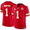 Men’s Kansas City Chiefs #1 Xavier Worthy Red F.U.S.E With Draft Patch Vapor Untouchable Limited Stitched Football Jersey - Custom Name
