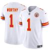 Men’s Kansas City Chiefs #1 Xavier Worthy White 2023 F.U.S.E Vapor Untouchable Limited Stitched Football Jersey  - Custom Name