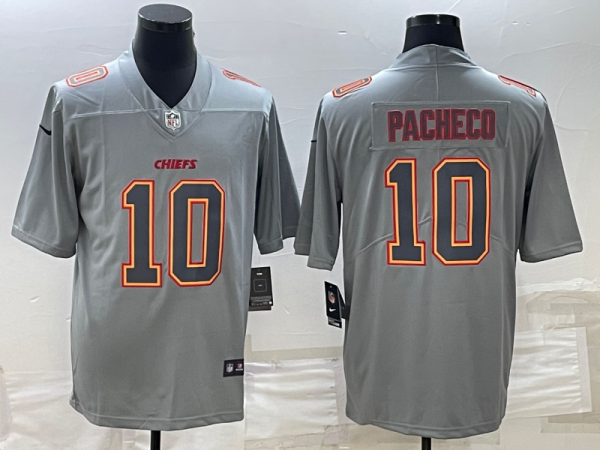 Men's Kansas City Chiefs #10 Isiah Pacheco Gray Atmosphere Fashion Stitched Jersey - Custom Name