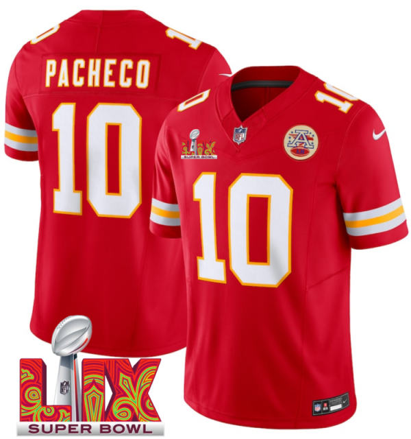 Men's Kansas City Chiefs #10 Isiah Pacheco Red F.U.S.E. 24 25 Super Bowl LIX Vapor Untouchable Limited Stitched Football Jersey  - Custom Name