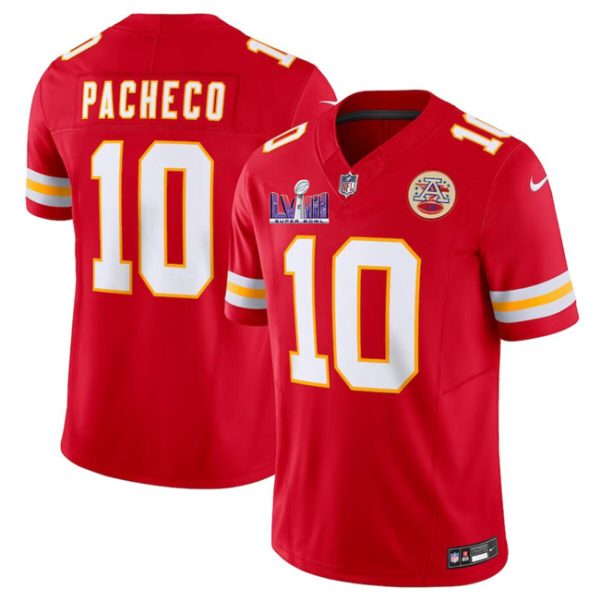 Men's Kansas City Chiefs #10 Isiah Pacheco Red F.U.S.E. Super Bowl LVIII Patch Vapor Untouchable Limited Stitched Football Jersey - Custom Name