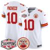 Men's Kansas City Chiefs #10 Isiah Pachecoy White F.U.S.E. 2024 AFC West Division Champions Vapor Limited Stitched Football Jersey - Custom Name