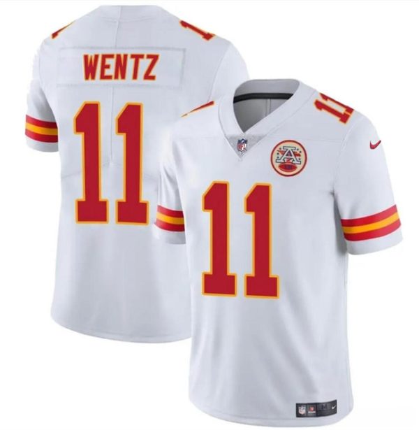 Men’s Kansas City Chiefs #11 Carson Wentz White Vapor Untouchable Limited Stitched Football Jersey - Custom Name