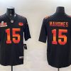 Men's Kansas City Chiefs #15 Patrick Mahomes Black 2025 Super Bowl LIX Patch Fashion Vapor Limited Stitched Football Jersey  - Custom Name