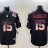 Men's Kansas City Chiefs #15 Patrick Mahomes Black 2025 Super Bowl LIX Patch Smoke Fashion Vapor Limited Stitched Football Jersey  - Custom Name