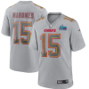 Men's Kansas City Chiefs #15 Patrick Mahomes Grey Super Bowl LVII Patch Atmosphere Fashion Stitched Game Jersey - Custom Name
