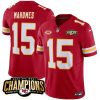 Men’s Kansas City Chiefs #15 Patrick Mahomes Red 2023 F.U.S.E. AFC West Champions With Patch Vapor Untouchable Limited Stitched Jersey - Custom Name