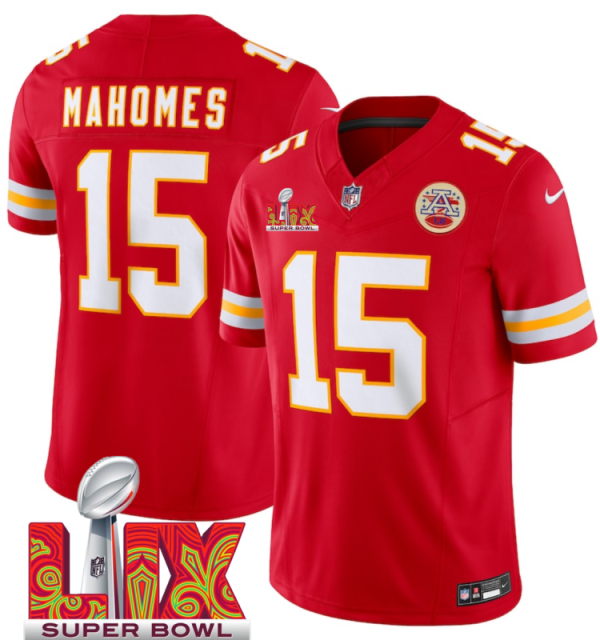 Men's Kansas City Chiefs #15 Patrick Mahomes Red F.U.S.E. 24 25 Super Bowl LIX Vapor Untouchable Limited Stitched Football Jersey - Custom Name