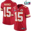 Men’s Kansas City Chiefs #15 Patrick Mahomes Red Super Bowl LVII Patch And 4-star C Patch Vapor Untouchable Limited Stitched Jersey - Custom Name