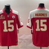 Men's Kansas City Chiefs #15 Patrick Mahomes Red White 2025 Super Bowl LIX Patch F.U.S.E. Vapor Limited Stitched Football Jersey  - Custom Name