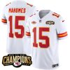 Men’s Kansas City Chiefs #15 Patrick Mahomes White 2023 F.U.S.E. AFC West Champions With Patch Vapor Untouchable Limited Stitched Jersey - Custom Name