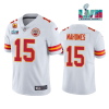 Men’s Kansas City Chiefs #15 Patrick Mahomes White Super Bowl LVII Patch And 4-star C Patch Vapor Untouchable Limited Stitched Jersey  - Custom Name