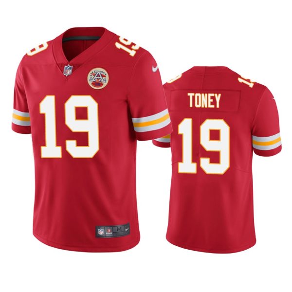 Men's Kansas City Chiefs #19 Kadarius Toney Red Vapor Untouchable Limited Stitched Football Jersey  - Custom Name