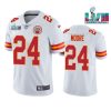 Men’s Kansas City Chiefs #24 Skyy Moore White Super Bowl LVII Patch Vapor Untouchable Limited Stitched Jersey  - Custom Name