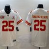 Men's Kansas City Chiefs #25 Clyde Edwards-Helaire White 2025 Super Bowl LIX Patch Vapor Untouchable Limited Stitched Football Jersey  - Custom Name