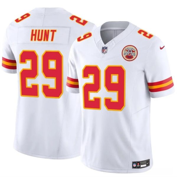 Men’s Kansas City Chiefs #29 Kareem Hunt White 2024 F.U.S.E Vapor Untouchable Limited Stitched Football Jersey  - Custom Name