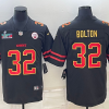 Men’s Kansas City Chiefs #32 Nick Bolton Black Red Gold Super Bowl LVII Patch Vapor Untouchable Limited Stitched Jersey - Custom Name