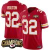 Men’s Kansas City Chiefs #32 Nick Bolton Red 2023 F.U.S.E. AFC West Champions With Patch Vapor Untouchable Limited Stitched Jersey  - Custom Name