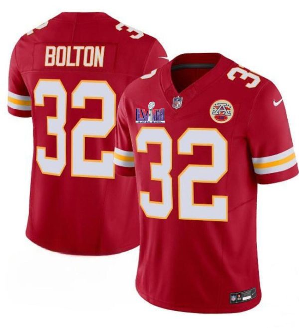 Men's Kansas City Chiefs #32 Nick Bolton Red F.U.S.E. Super Bowl LVIII Patch Vapor Untouchable Limited Stitched Football Jersey  - Custom Name