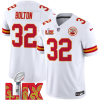Men's Kansas City Chiefs #32 Nick Bolton White F.U.S.E. 24 25 Super Bowl LIX Vapor Untouchable Limited Stitched Football Jersey - Custom Name