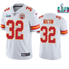 Men’s Kansas City Chiefs #32 Nick Bolton White Super Bowl LVII Patch Vapor Untouchable Limited Stitched Jersey  - Custom Name