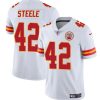 Men’s Kansas City Chiefs #42 Carson Steele White Vapor Untouchable Limited Stitched Football Jersey - Custom Name