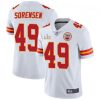 Men's Kansas City Chiefs #49 Daniel Sorensen White NFL 2021 Super Bowl LV Stitched Jersey  - Custom Name
