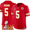 Men's Kansas City Chiefs #5 Hollywood Brown Red F.U.S.E. 24 25 Super Bowl LIX Vapor Untouchable Limited Stitched Football Jersey  - Custom Name