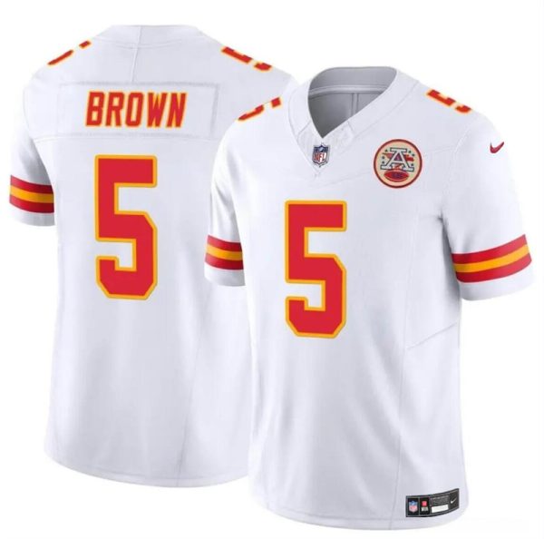 Men’s Kansas City Chiefs #5 Hollywood Brown White 2023 F.U.S.E Vapor Untouchable Limited Stitched Football Jersey  - Custom Name