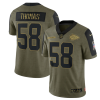 Men's Kansas City Chiefs #58 Derrick Thomas 2021 Olive Salute To Service Limited Stitched - Custom Name