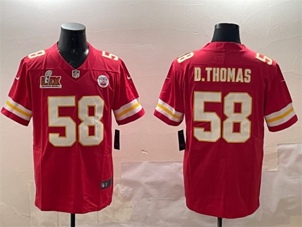 Men's Kansas City Chiefs #58 Derrick Thomas Red 2025 Super Bowl LIX Patch Vapor Untouchable Limited Stitched Football Jersey  - Custom Name
