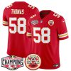 Men's Kansas City Chiefs #58 Derrick Thomas Red F.U.S.E. 2024 AFC West Division Champions Vapor Limited Stitched Football Jersey  - Custom Name