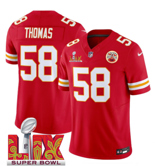 Men's Kansas City Chiefs #58 Derrick Thomas Red F.U.S.E. 24 25 Super Bowl LIX Vapor Untouchable Limited Stitched Football Jersey  - Custom Name