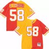 Men's Kansas City Chiefs #58 Derrick Thomas Red Yellow Split 1994 Throwback Stitched Football Jersey  - Custom Name