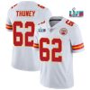 Men’s Kansas City Chiefs #62 Joe Thuney White Super Bowl LVII Patch Vapor Untouchable Limited Stitched Jersey  - Custom Name