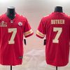 Men's Kansas City Chiefs #7 Harrison Butker Red 2025 Super Bowl LIX Patch Vapor Untouchable Limited Stitched Football Jersey  - Custom Name