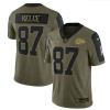 Men's Kansas City Chiefs #87 Travis Kelce 2021 Olive Salute To Service Limited Stitched  - Custom Name